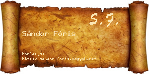Sándor Fóris névjegykártya